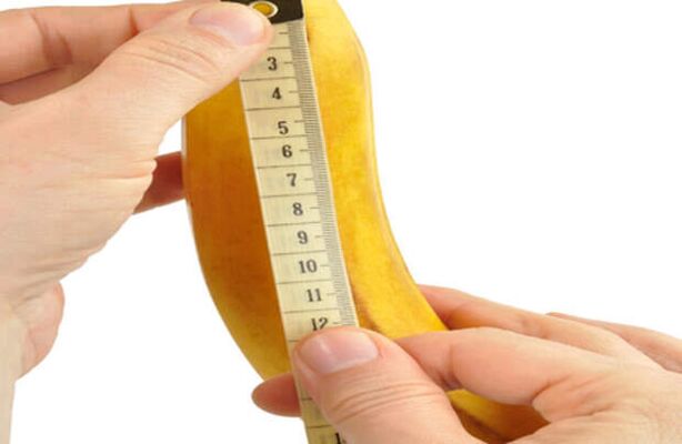 měření penisu před jeho zvětšením na příkladu banánu